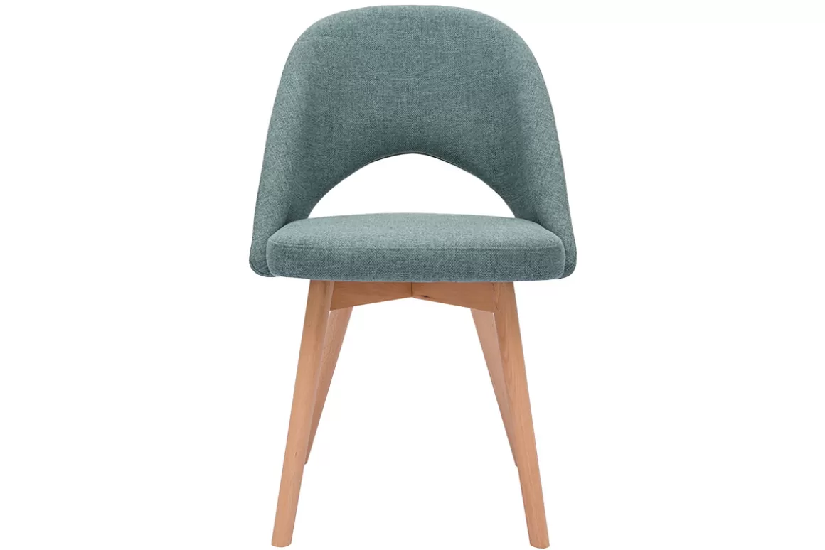 Miliboo Skandinavische Stühle aus graugrünem Stoff und hellem Massivholz (2er-Set) COSETTE