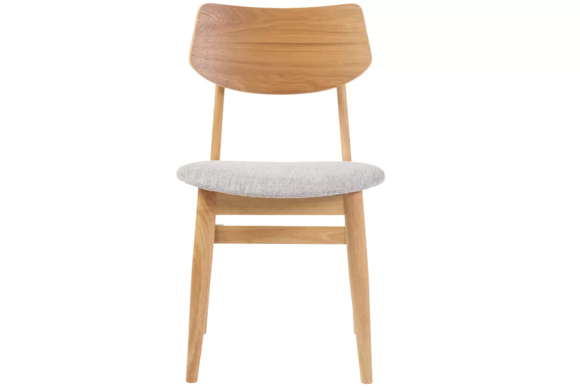 Miliboo Skandinavische Stühle aus hellem Holz und hellgrauem Stoff (2er-Set) ELION