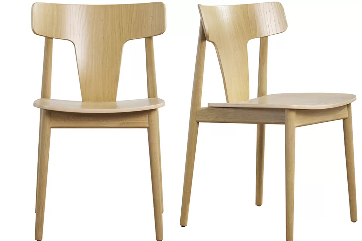 Miliboo Skandinavische Stühle aus hellem Holz und massiver Eiche (2er-Set) LOUISA