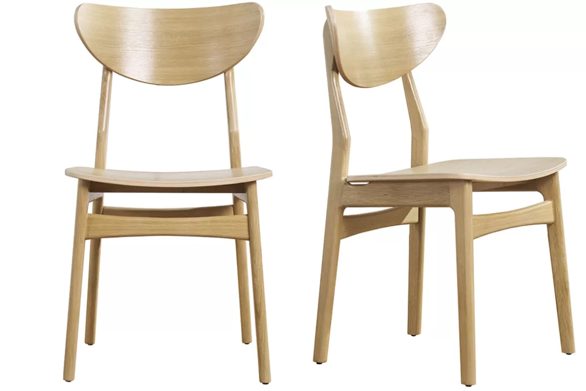 Miliboo Skandinavische Stühle aus hellem Holz und massiver Eiche (2er-Set) MAYA