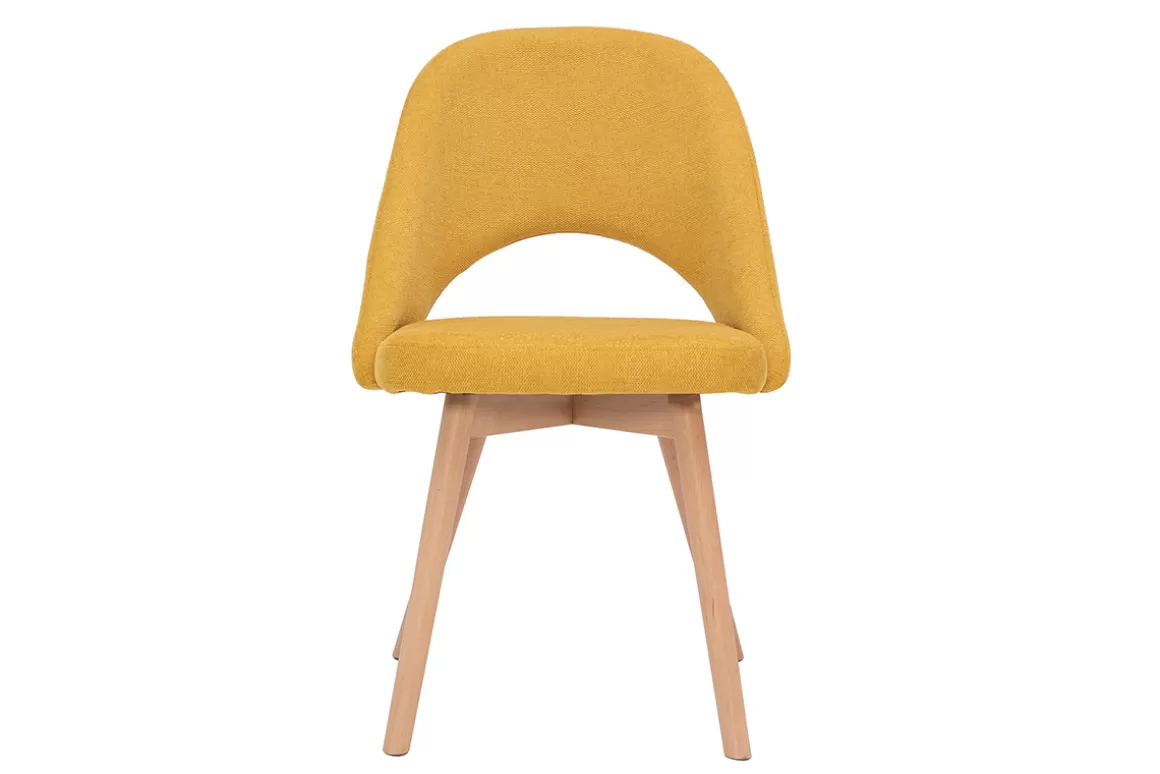 Miliboo Skandinavische Stühle aus senfgelbem Stoff mit Samteffekt und massivem Buchenholz (2er-Set) COSETTE