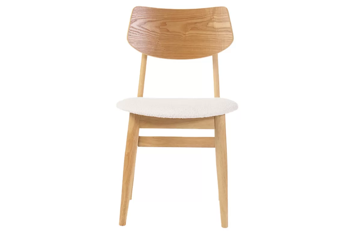Miliboo Skandinavische Stühle aus Stoff mit Bouclé-Wolleffekt und hellem Holz (2er-Set) ELION