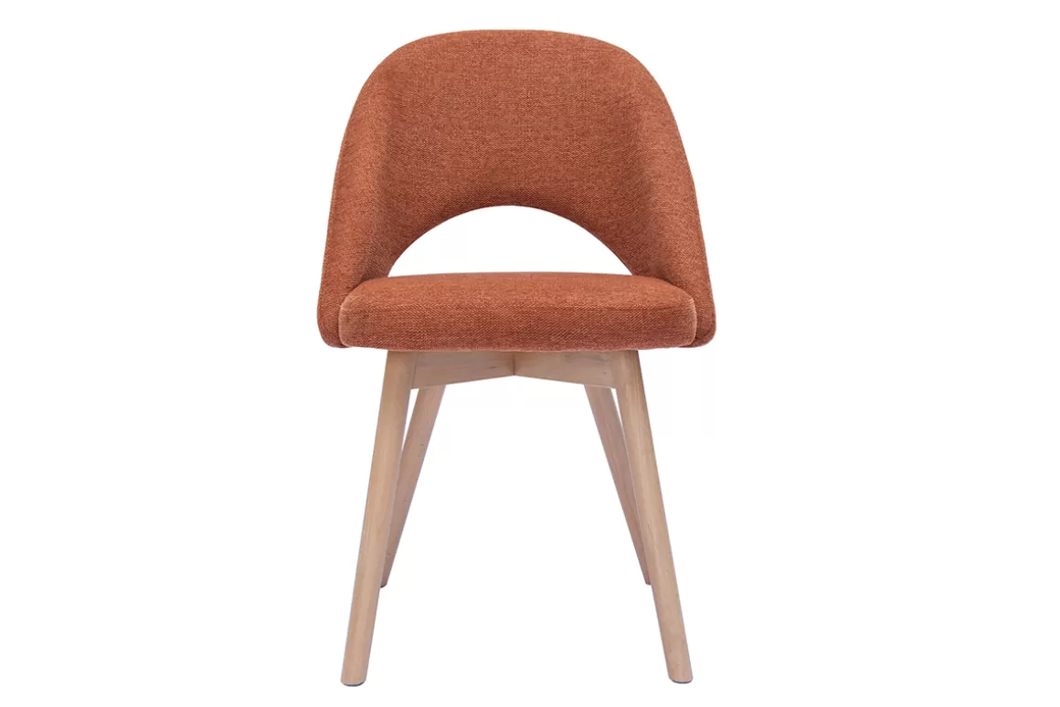Miliboo Skandinavische Stühle aus Stoff mit strukturiertem Samteffekt in Rostbraun und hellem Holz (2er-Set) COSETTE