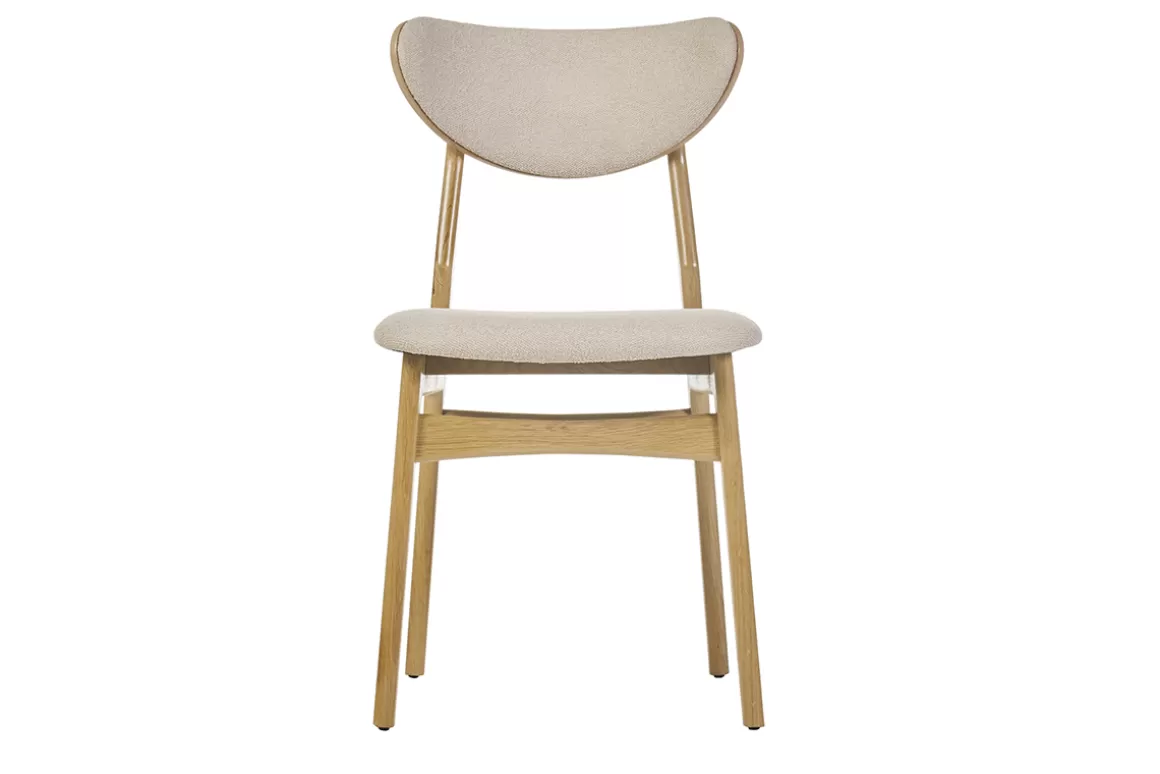 Miliboo Skandinavische Stühle aus Stoff mit Wolleffekt und hellem, massivem Eichenholz (2er-Set) MAYA