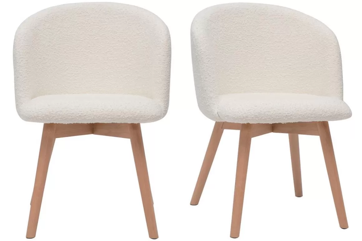 Miliboo Skandinavische Stühle aus Stoff mit Wolleffekt und massivem Buchenholz (2er-Set) VANITY