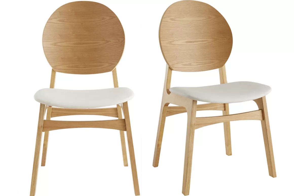 Miliboo Skandinavische Stühle hellem Holz und weißes Polyurethan (2er Set) ELTON