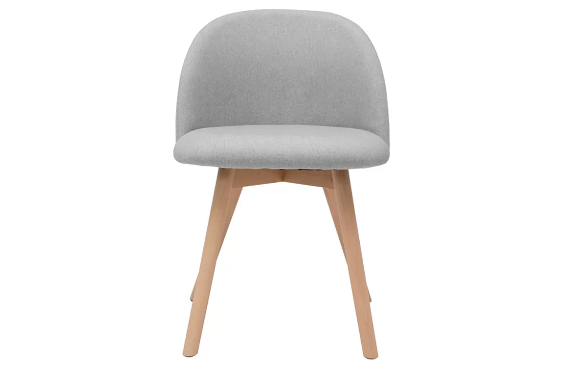 Miliboo Skandinavische Stühle mit hellgrauem Stoff und massivem Buchenholz (2er-Set) CELESTE