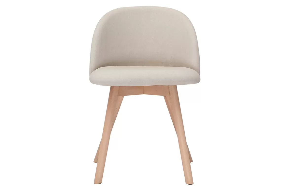Miliboo Skandinavische Stühle mit naturfarbenem Stoff und massivem Buchenholz (2er-Set) CELESTE
