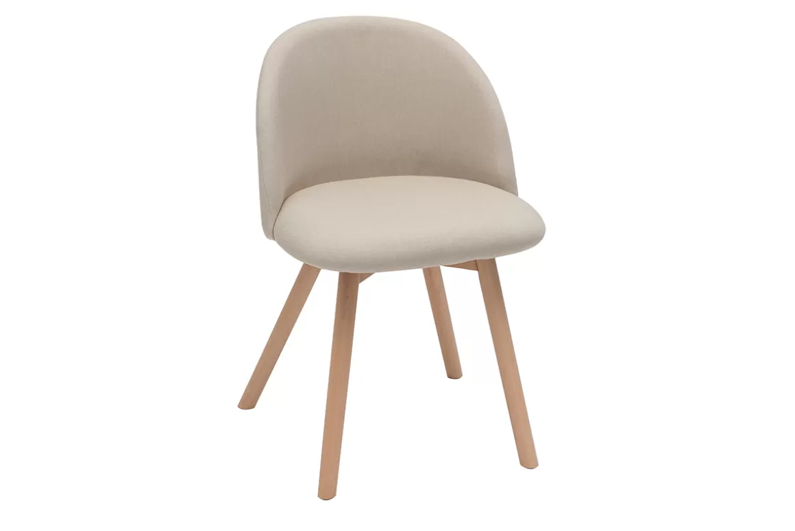 Miliboo Skandinavische Stühle mit naturfarbenem Stoff und massivem Buchenholz (2er-Set) CELESTE