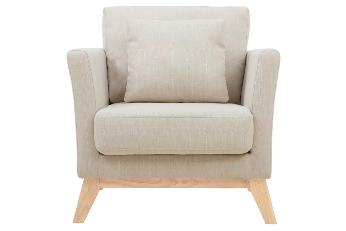 Miliboo Skandinavischer Sessel mit abnehmbarem Bezug in Velourseffekt in Beige OSLO