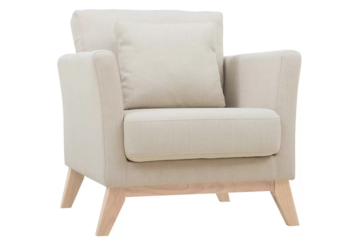 Miliboo Skandinavischer Sessel mit abnehmbarem Bezug in Velourseffekt in Beige OSLO