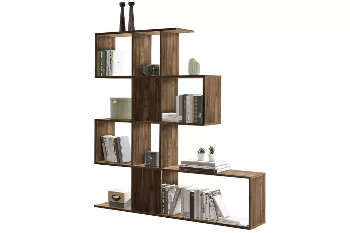 Miliboo Skandinavisches Bücherregal Raumtrenner Walnussfinish H147 cm COMO