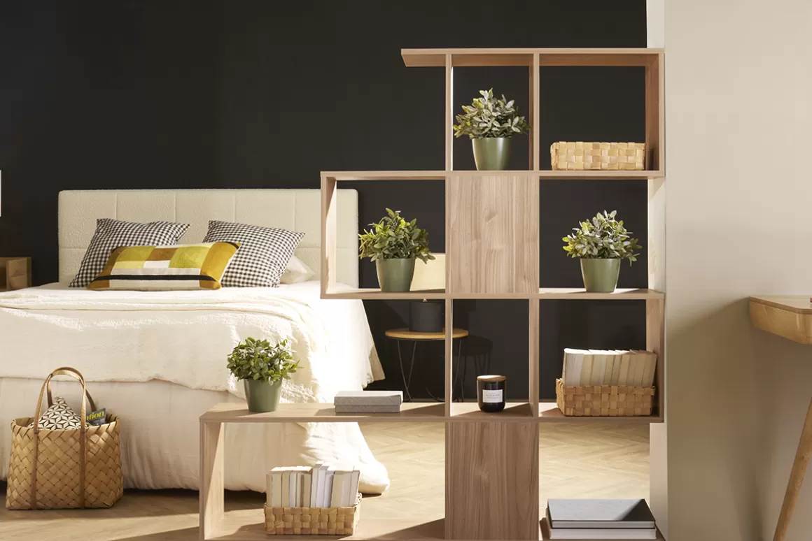 Miliboo Skandinavisches Bücherregal Raumtrenner Walnussfinish H147 cm COMO