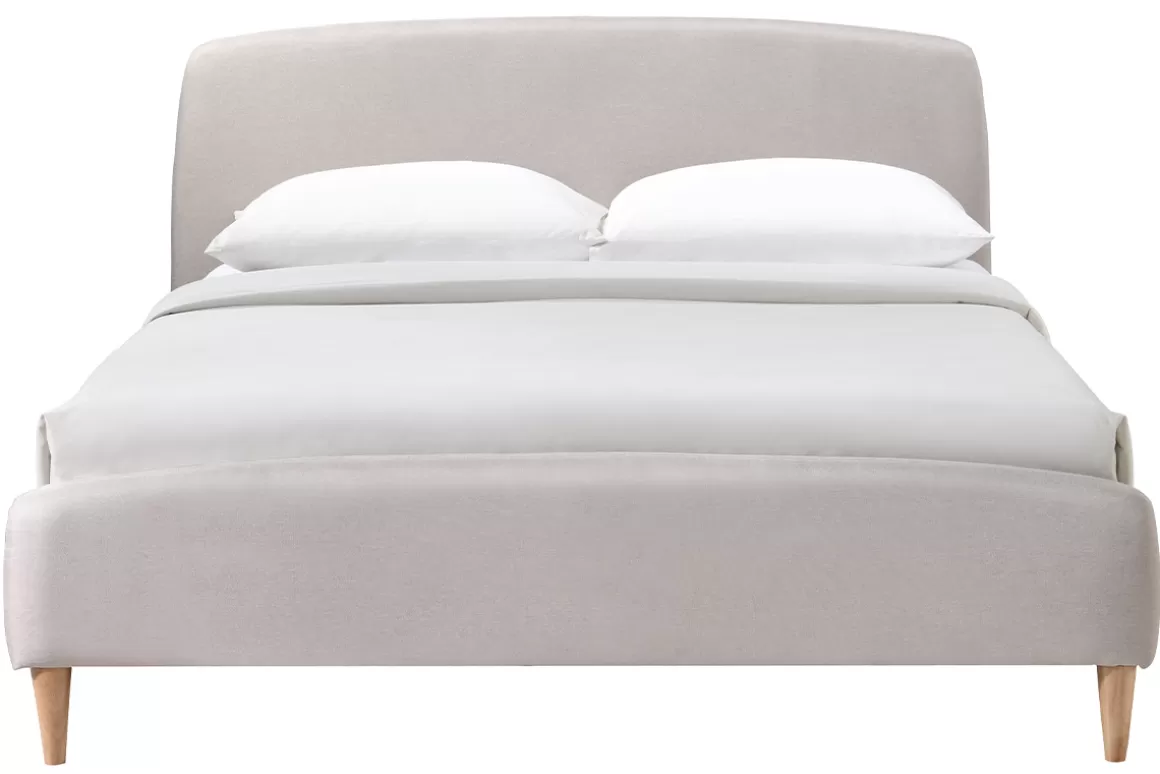 Miliboo Skandinavisches Bett 140 x 200 cm Stoff Beige NIELS