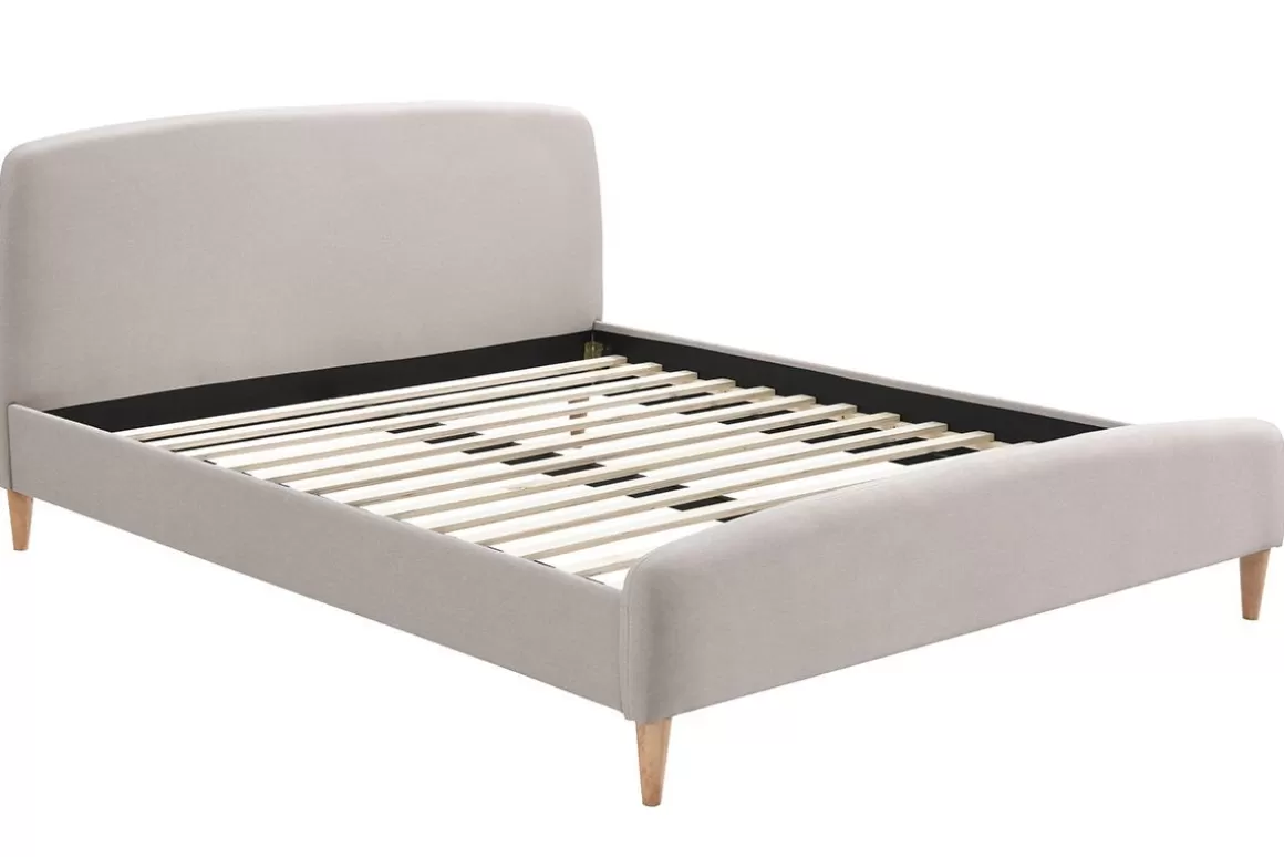 Miliboo Skandinavisches Bett 160 x 200 cm Stoff Beige NIELS