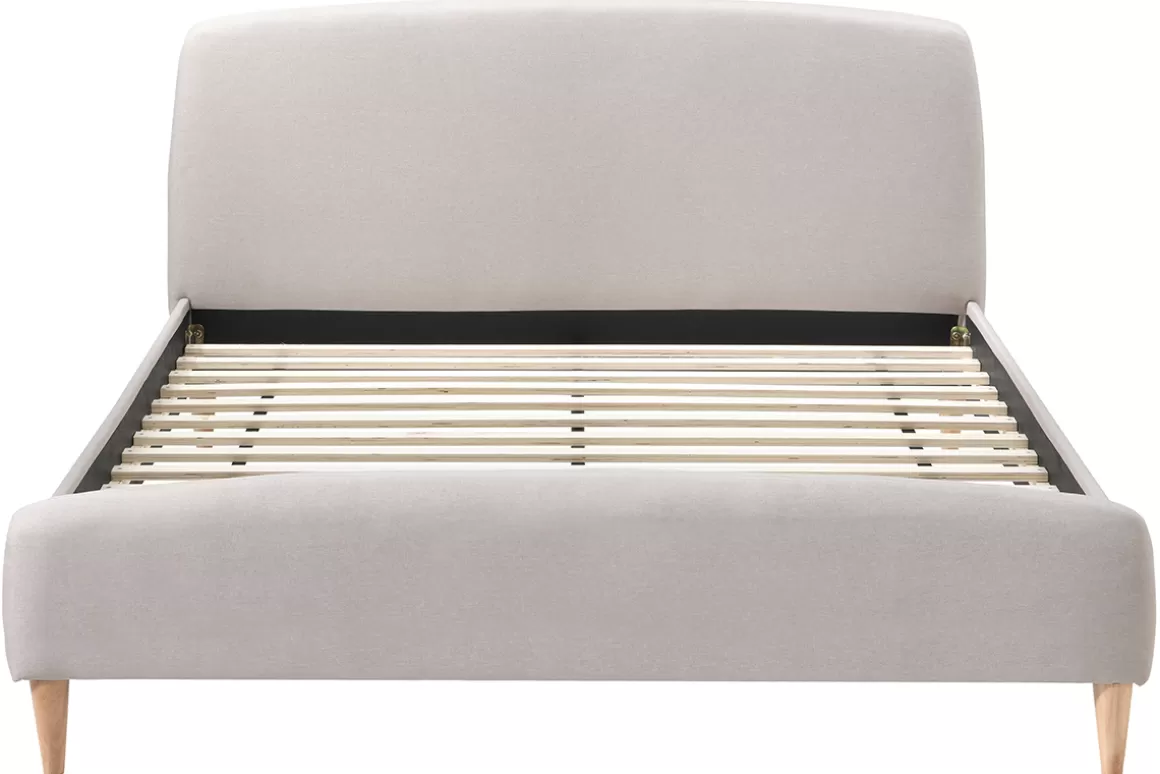 Miliboo Skandinavisches Bett 140 x 200 cm Stoff Beige NIELS