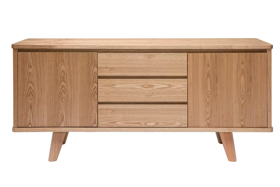 Miliboo Skandinavisches Sideboard aus Esche mit Türen und Schubladen 160 cm FIFTIES