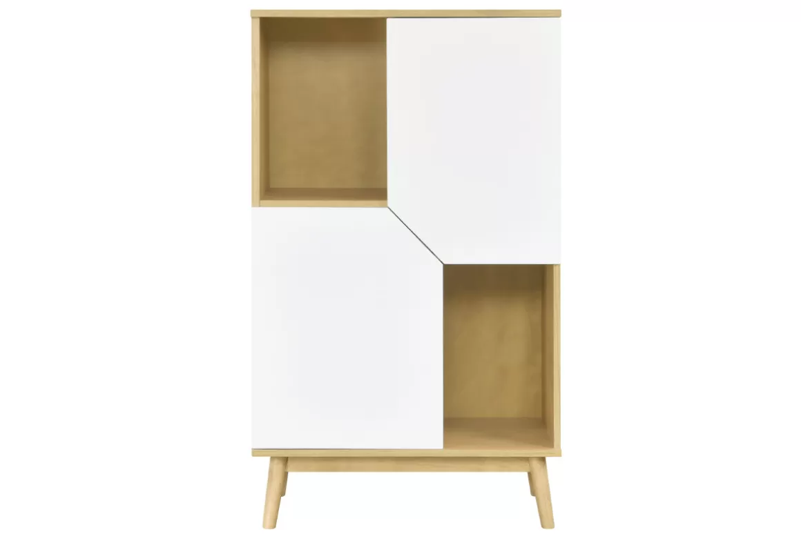 Miliboo Skandinavisches Sideboard aus hellem und weißem Holz 2 Türen TALIA