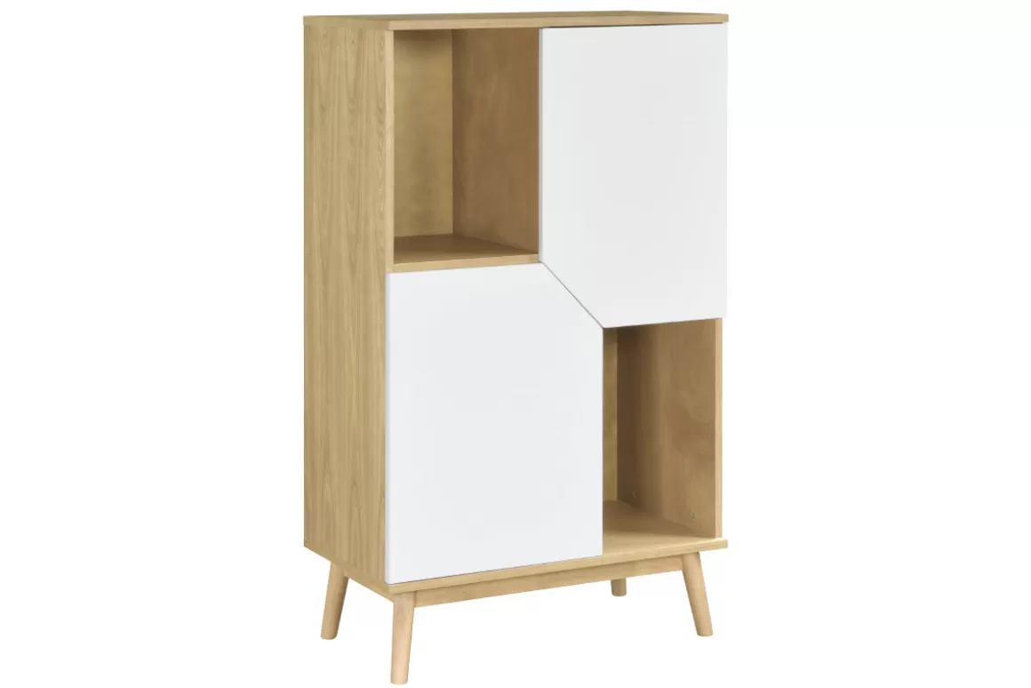 Miliboo Skandinavisches Sideboard aus hellem und weißem Holz 2 Türen TALIA