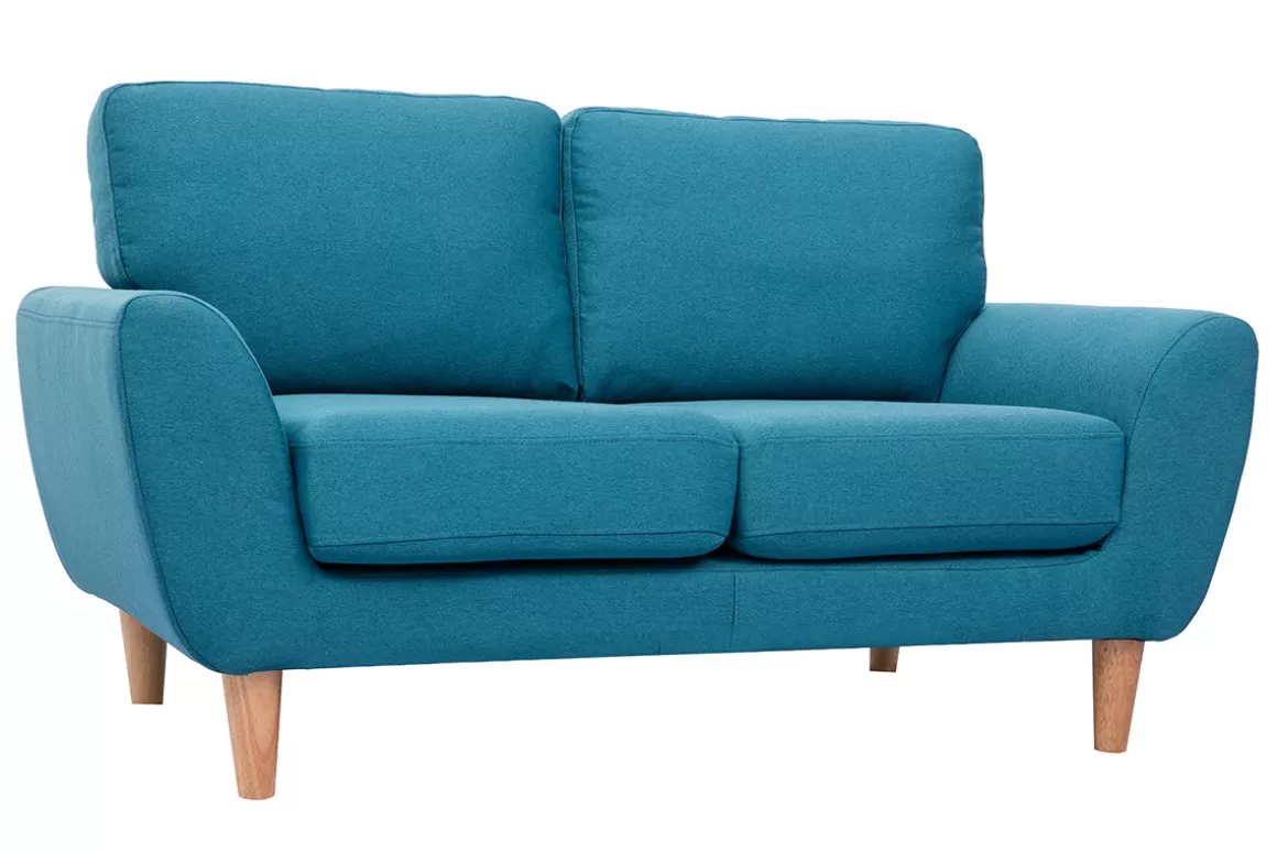 Miliboo Skandinavisches 2-Sitzer-Sofa in enteblauem Stoff ALICE
