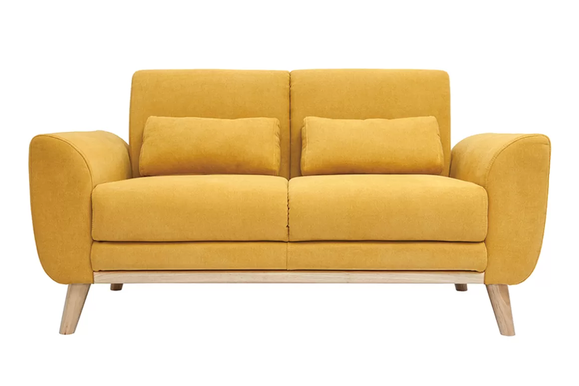 Miliboo Skandinavisches 2-Sitzer-Sofa in gelb Samt EKTOR
