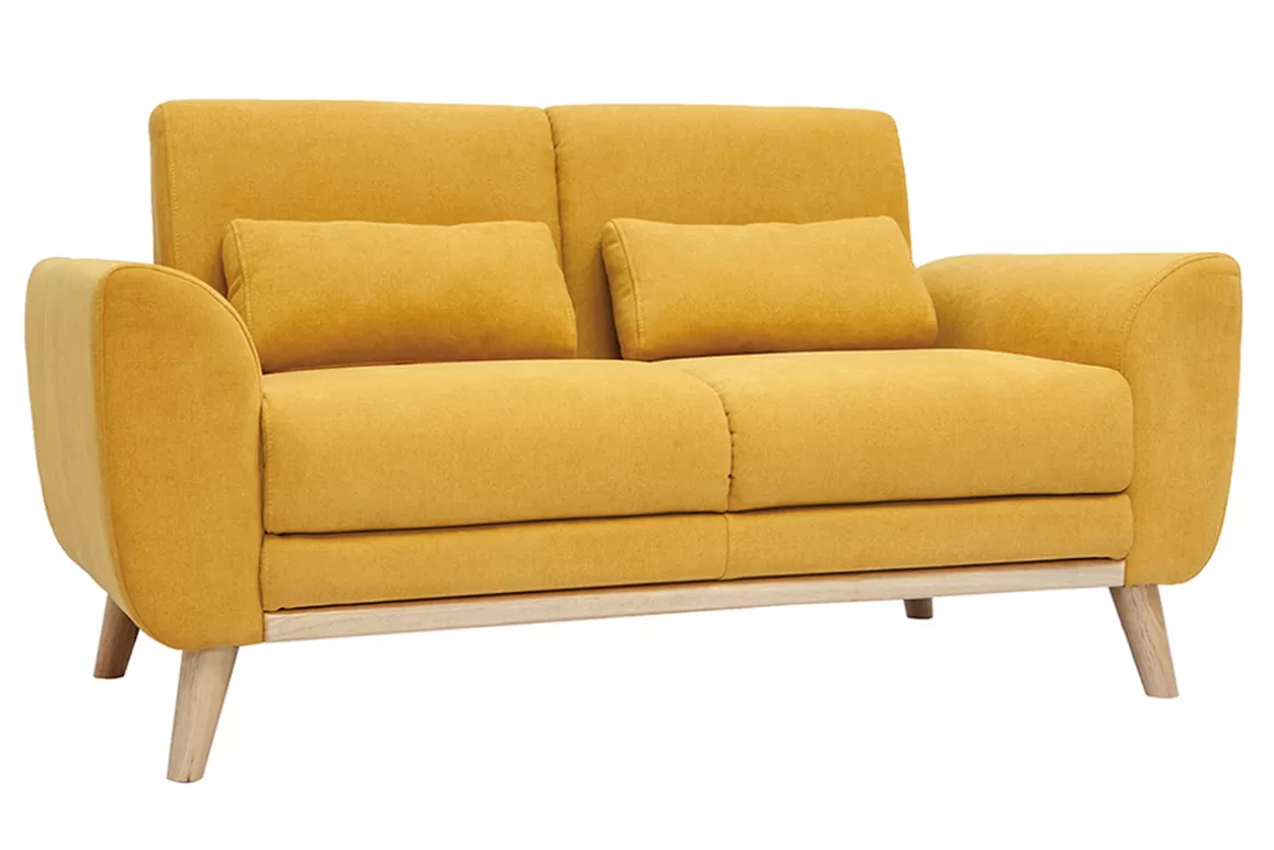 Miliboo Skandinavisches 2-Sitzer-Sofa in gelb Samt EKTOR