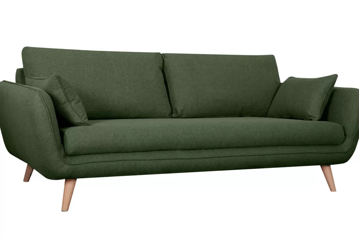 Miliboo Skandinavisches 3-Sitzer-Sofa Khaki CREEP