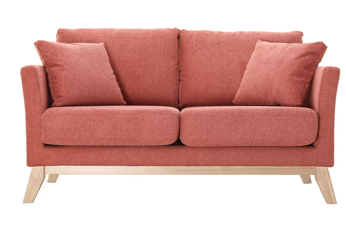 Miliboo Skandinavisches 2-Sitzer-Sofa mit abnehmbarem Bezug in Terracotta mit strukturiertem Samteffekt OSLO