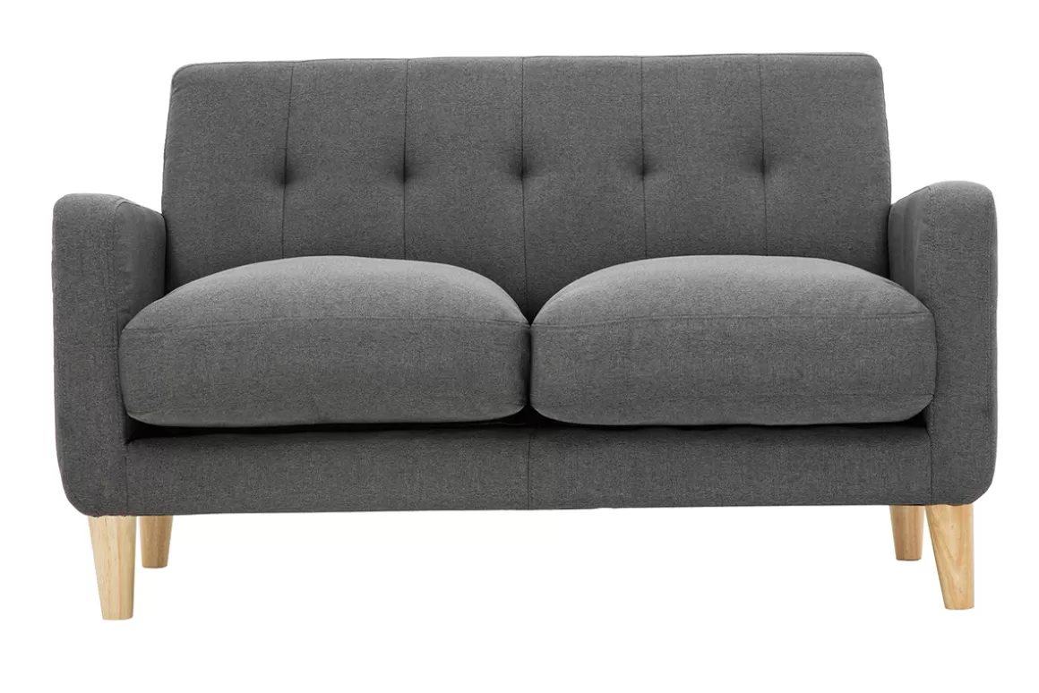 Miliboo Skandinavisches Sofa 2-Sitzer aus dunkelgrauem Stoff LUNA