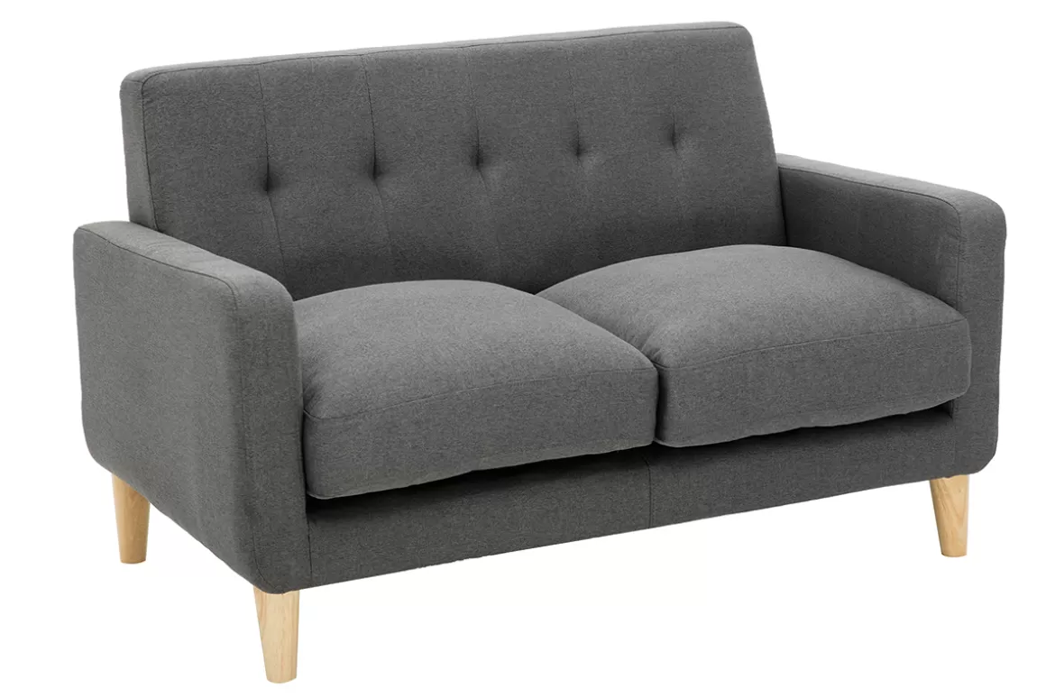 Miliboo Skandinavisches Sofa 2-Sitzer aus dunkelgrauem Stoff LUNA