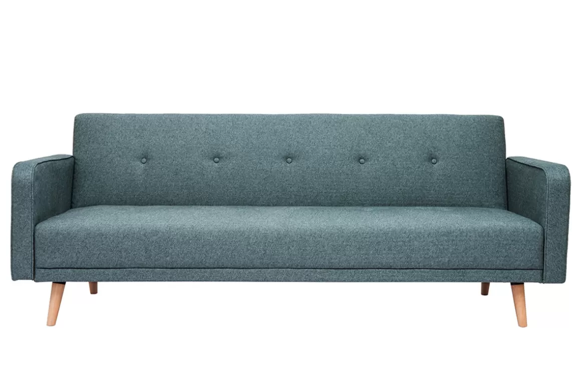 Miliboo Skandinavisches Sofa 3-Sitzer aus graugrünem Stoff und hellem Holz ULLA