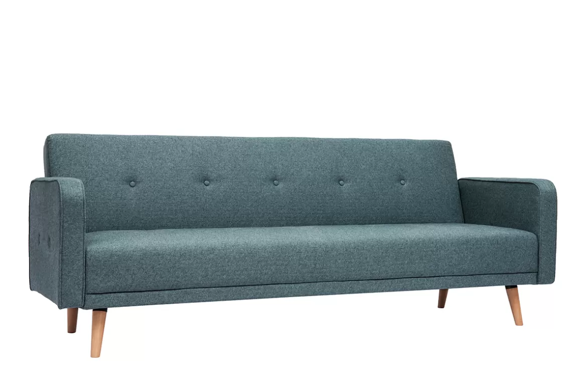 Miliboo Skandinavisches Sofa 3-Sitzer aus graugrünem Stoff und hellem Holz ULLA