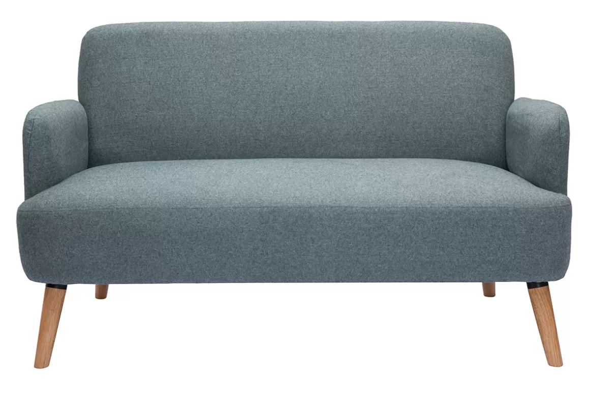 Miliboo Skandinavisches Sofa 2-Sitzer aus grüngrauem Stoff und hellem Holz ISKO