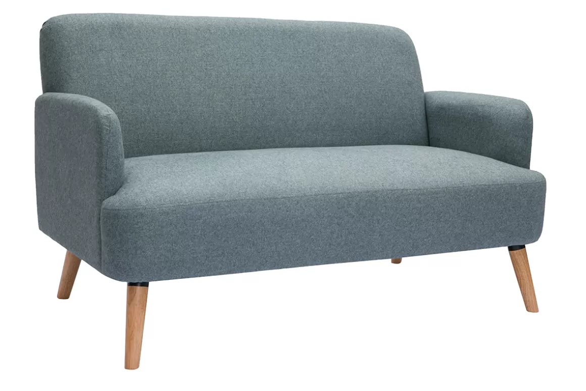 Miliboo Skandinavisches Sofa 2-Sitzer aus grüngrauem Stoff und hellem Holz ISKO