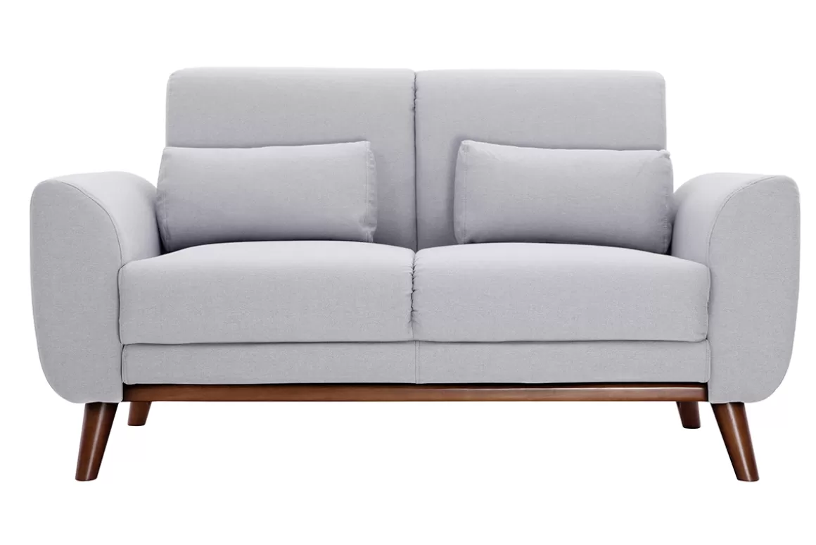 Miliboo Skandinavisches Sofa 2-Sitzer aus hellgrauem Stoff und dunkles Holz EKTOR