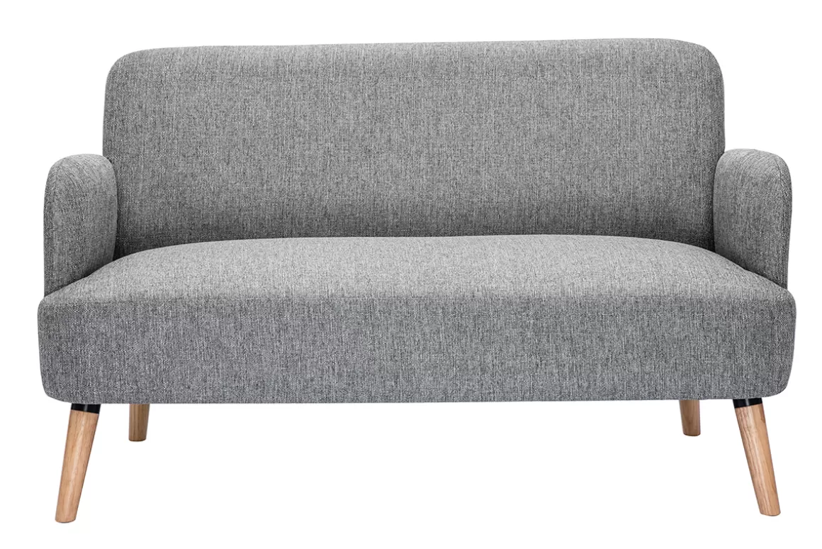 Miliboo Skandinavisches Sofa 2-Sitzer aus hellgrauem Stoff und hellem Holz ISKO