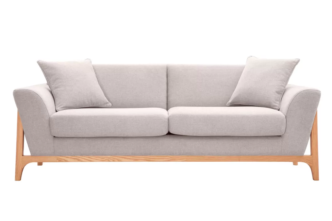 Miliboo Skandinavisches Sofa 3-Sitzer in Beige und Esche ASAKO