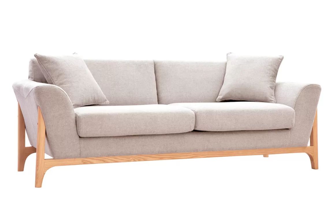 Miliboo Skandinavisches Sofa 3-Sitzer in Beige und Esche ASAKO