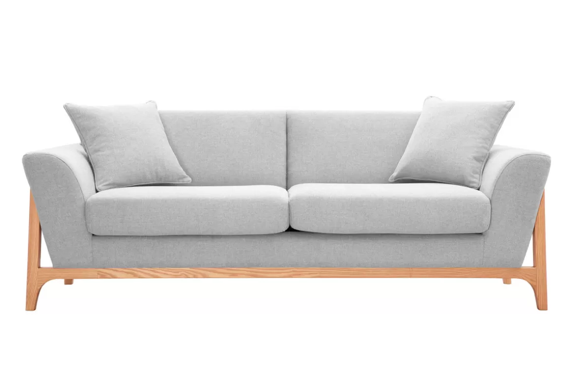 Miliboo Skandinavisches Sofa 3-Sitzer in Hellgrau und Esche ASAKO