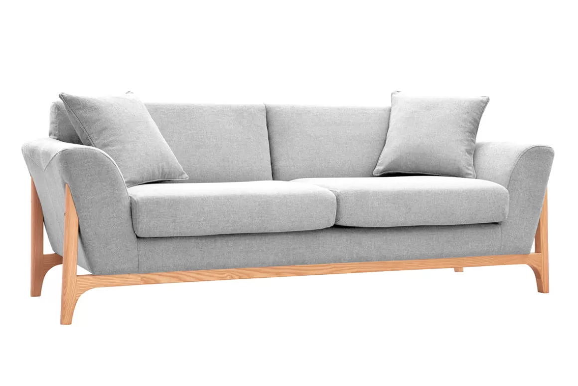 Miliboo Skandinavisches Sofa 3-Sitzer in Hellgrau und Esche ASAKO