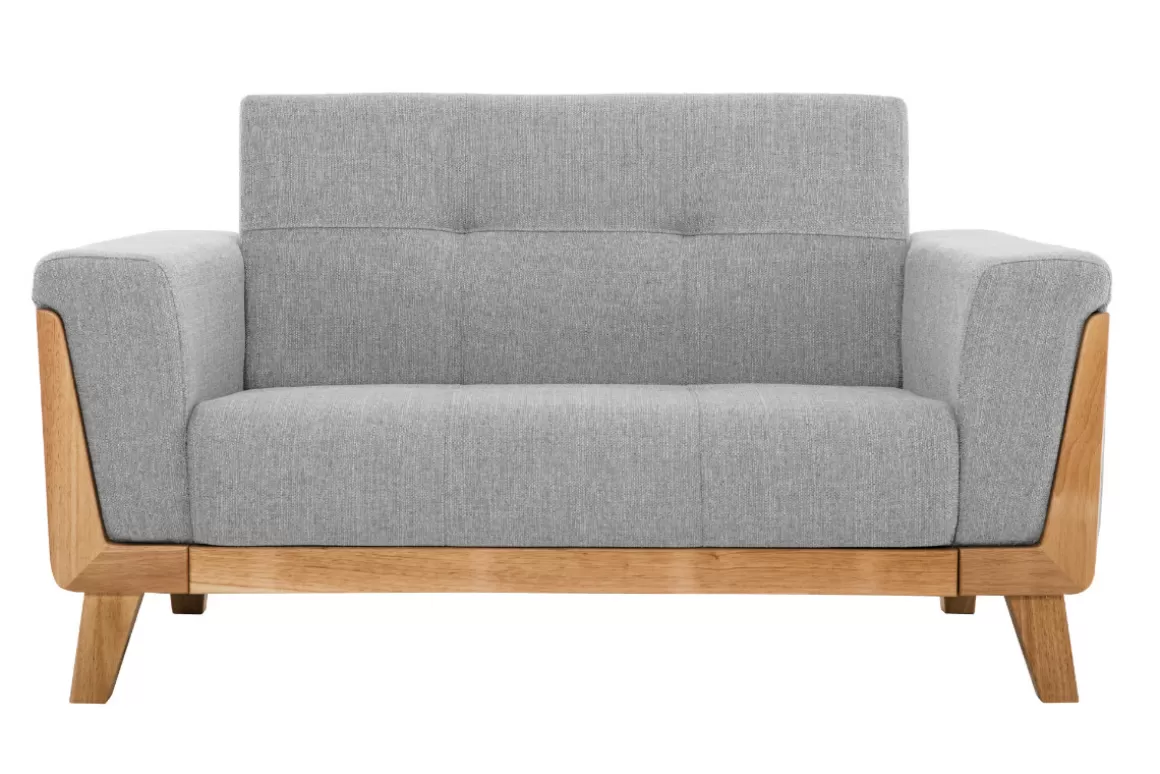Miliboo Skandinavisches Sofa 2-Sitzer in Hellgrau und Holz FJORD