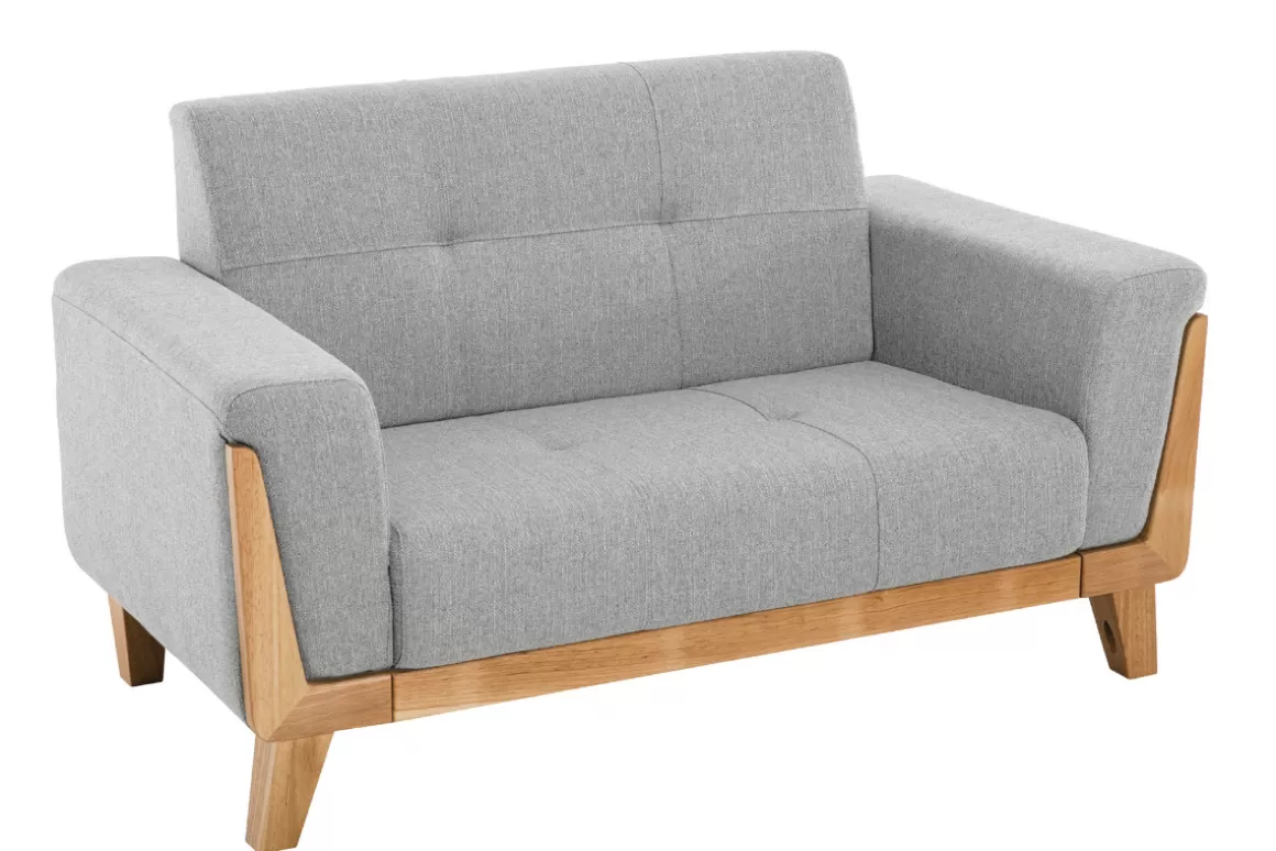 Miliboo Skandinavisches Sofa 2-Sitzer in Hellgrau und Holz FJORD