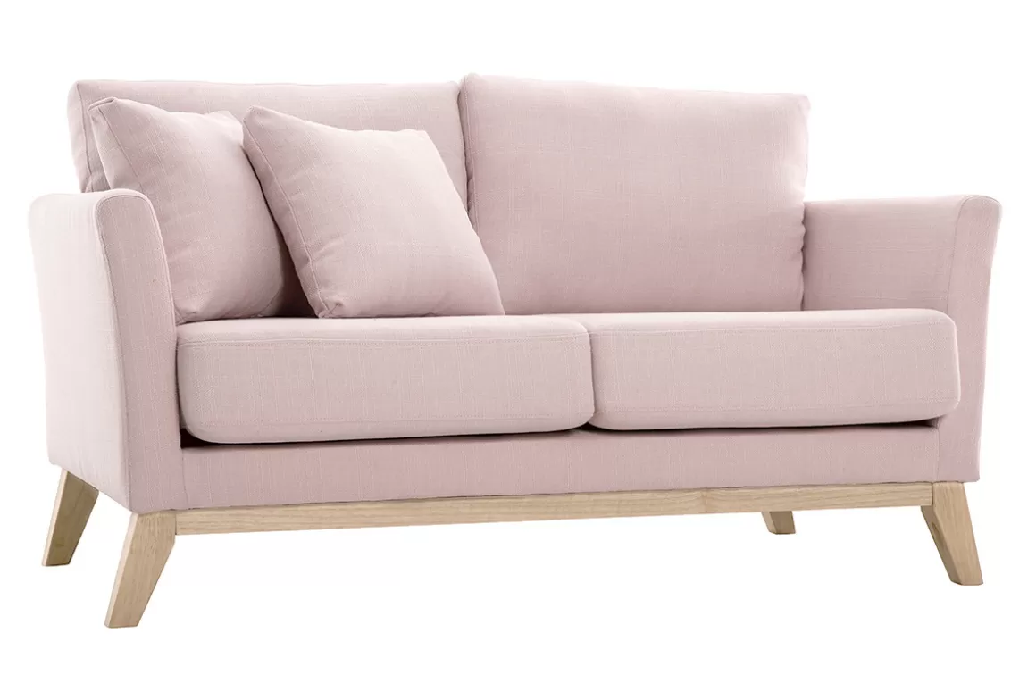 Miliboo Skandinavisches Sofa 2-Sitzer pastellrosa mit abnehmbarem Bezug OSLO