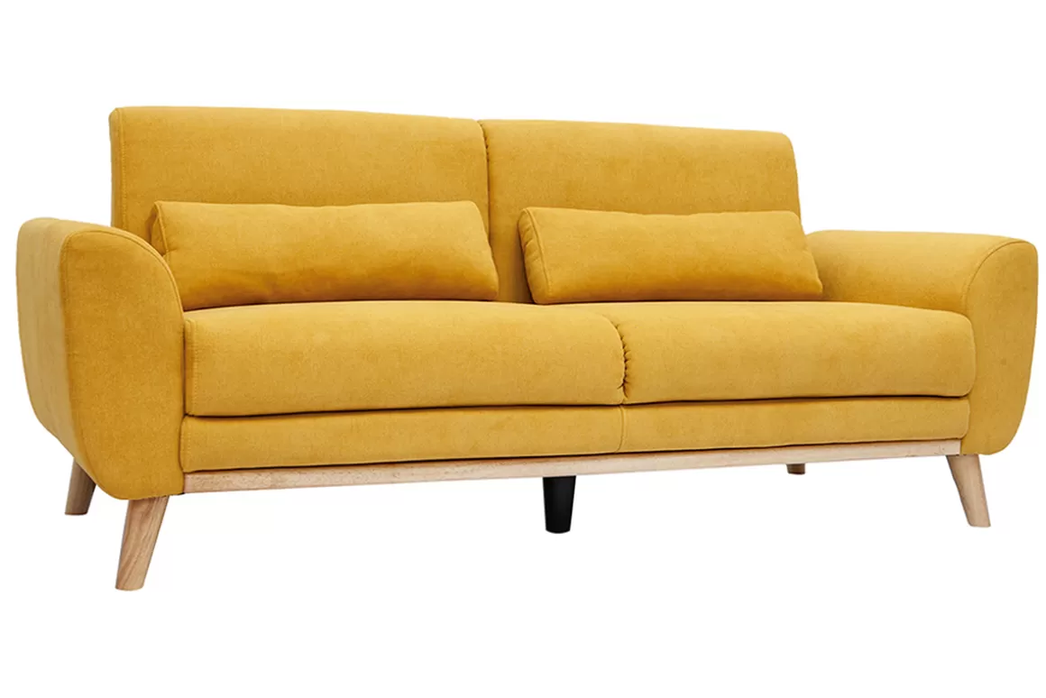 Miliboo Skandinavisches Sofa 3-Sitzer Samt gelb EKTOR