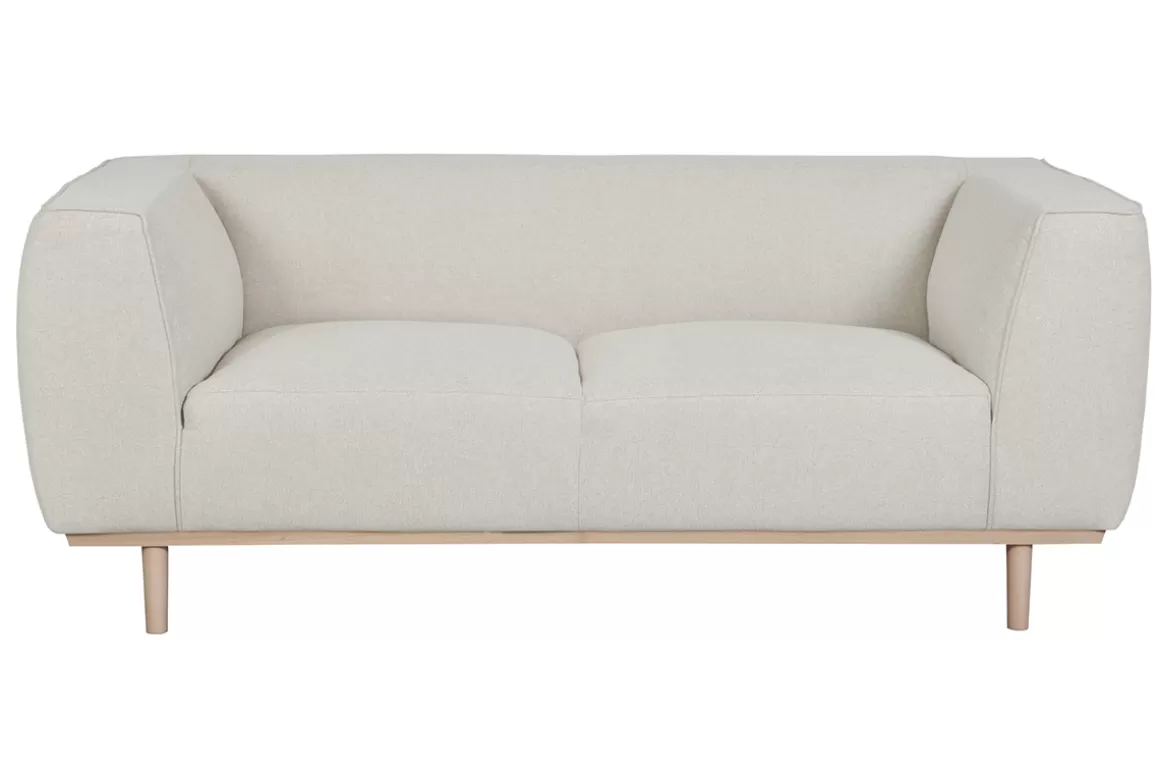 Miliboo Sofa beiger Stoff und Holz 2-3 Sitzer MORRIS