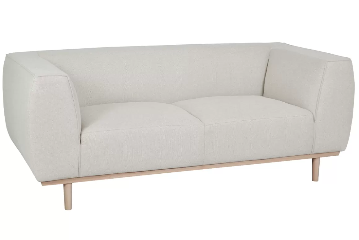 Miliboo Sofa beiger Stoff und Holz 2-3 Sitzer MORRIS