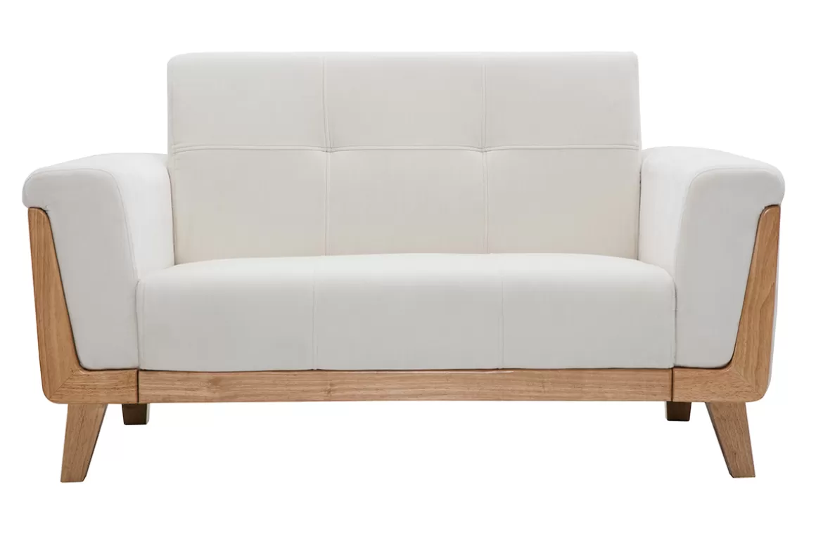 Miliboo Sofa skandinavisch 2 Plätze Altweiß Holzbeine FJORD
