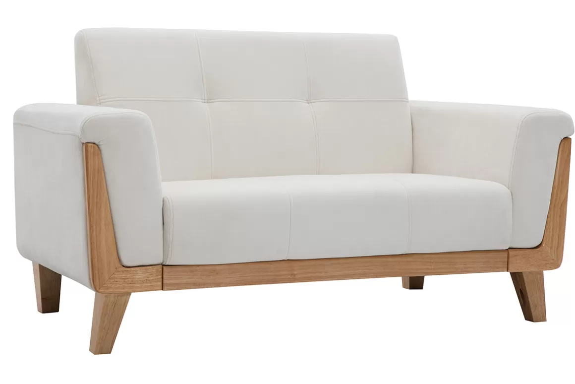 Miliboo Sofa skandinavisch 2 Plätze Altweiß Holzbeine FJORD