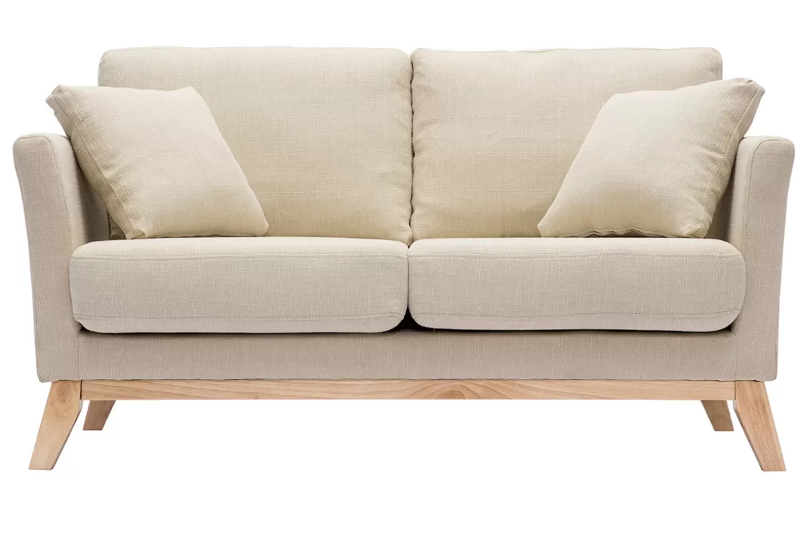 Miliboo Sofa skandinavisch 2 Plätze Beige helle Holzbeine OSLO