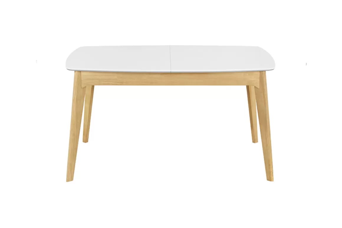 Miliboo Tisch ausziehbar skandinavisch Weiß und Holz Länge 140-180 cm MEENA